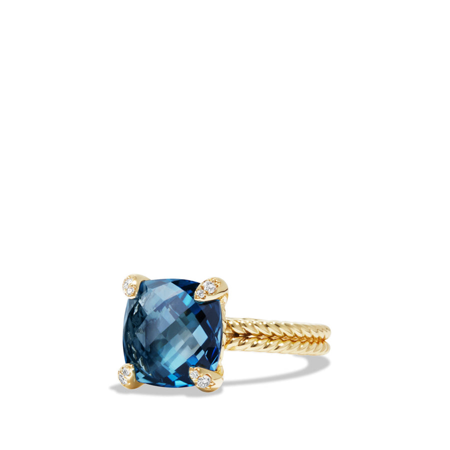 Chatelaine Ring with Hampton Blue Topaz and Diamonds in 18K Gold