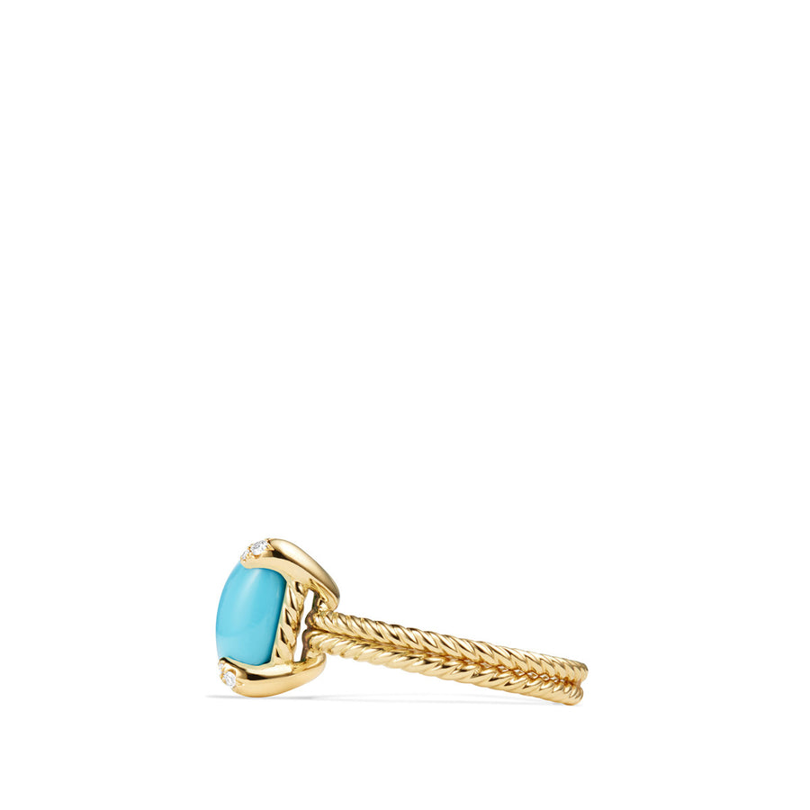 Chatelaine Ring with Turquoise and Diamonds in 18K Gold