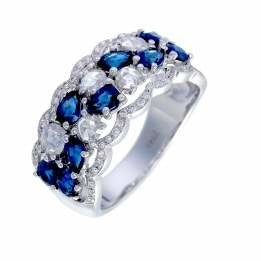 Sapphire and Diamond Scallop Ring