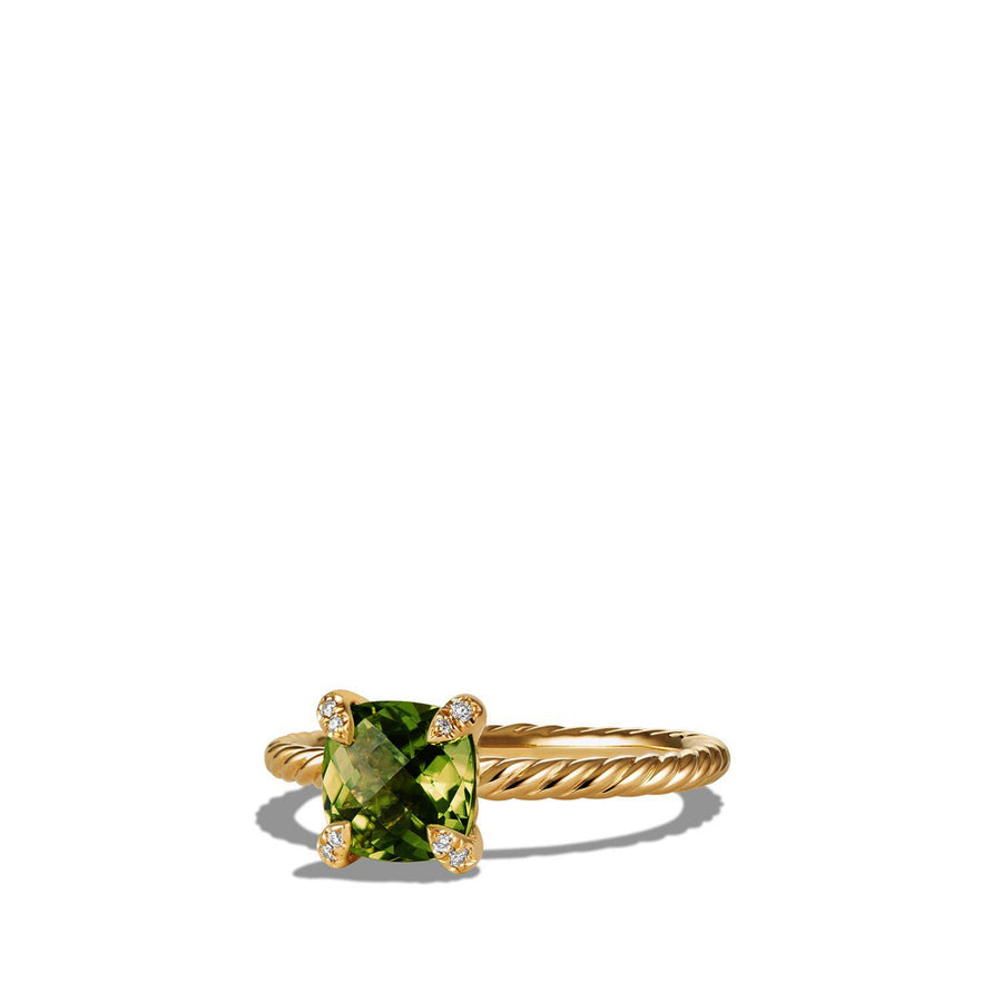 Chatelaine Ring with Peridot and Diamonds in 18K Gold