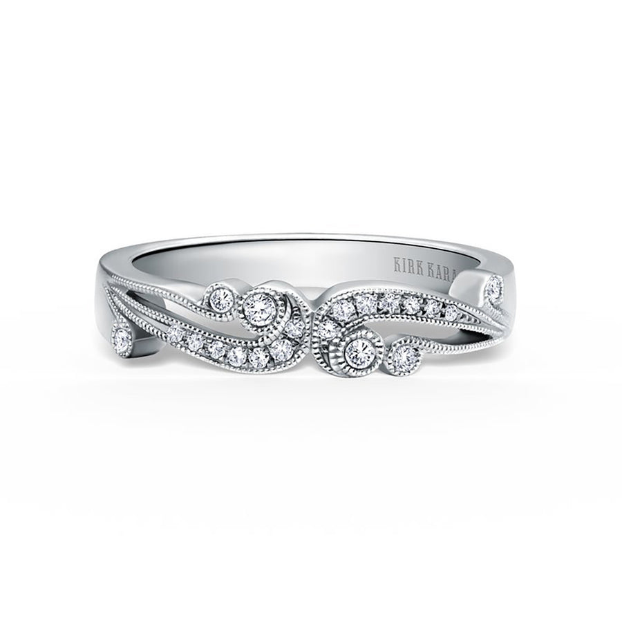 18K White Gold Artistic Waves Diamond Wedding Band