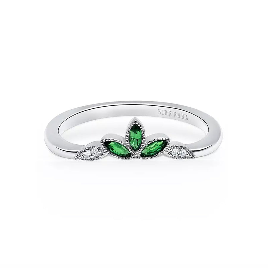 14K White Gold Tsavorite Diamond Wedding Band