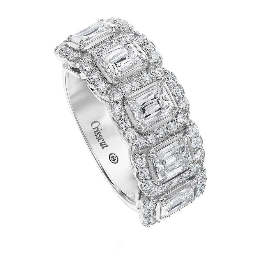 L'Amour Emerald-cut Crisscut Diamond Band