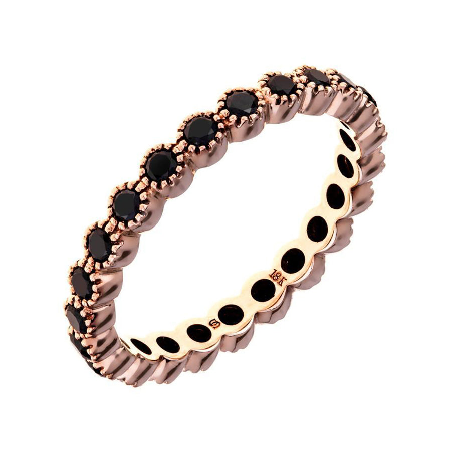 The Bezel Band with Black Diamond in Rose Gold