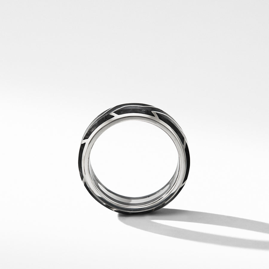 Forged Carbon Band with 18K White Gold, 8.5mm