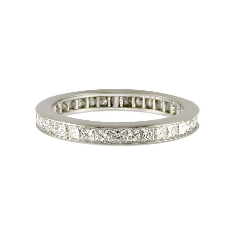 Platinum Square Diamond Channel-Set Eternity Band