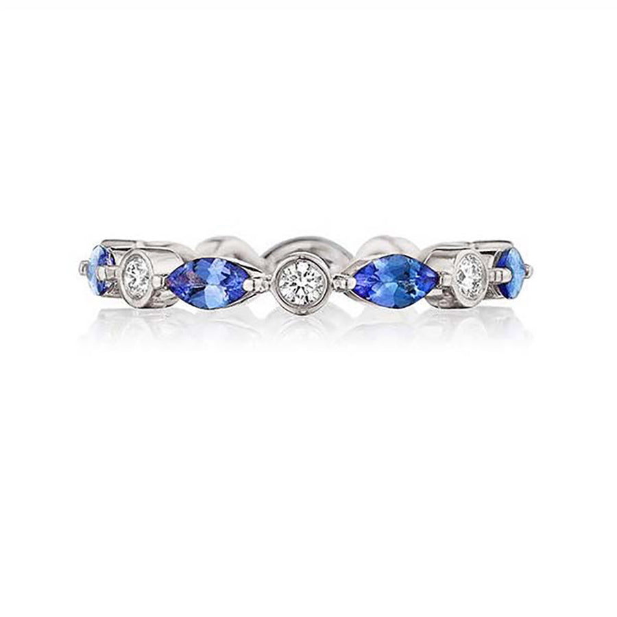 Diamond and Marquise Shape Sapphire Eternity Ring