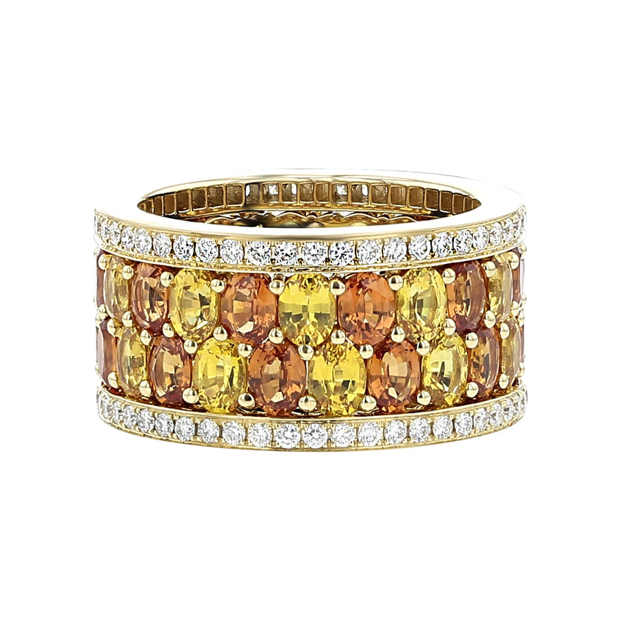 Orange and Yellow Sapphire American Glamour Eternity Ring