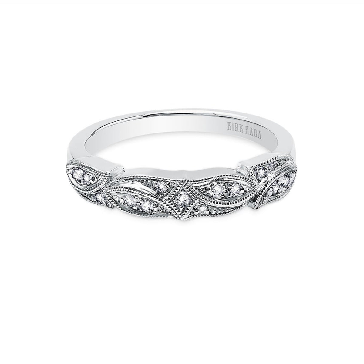 18K White Gold Leaf Floral Diamond Wedding Band Sylvan s Jewelers