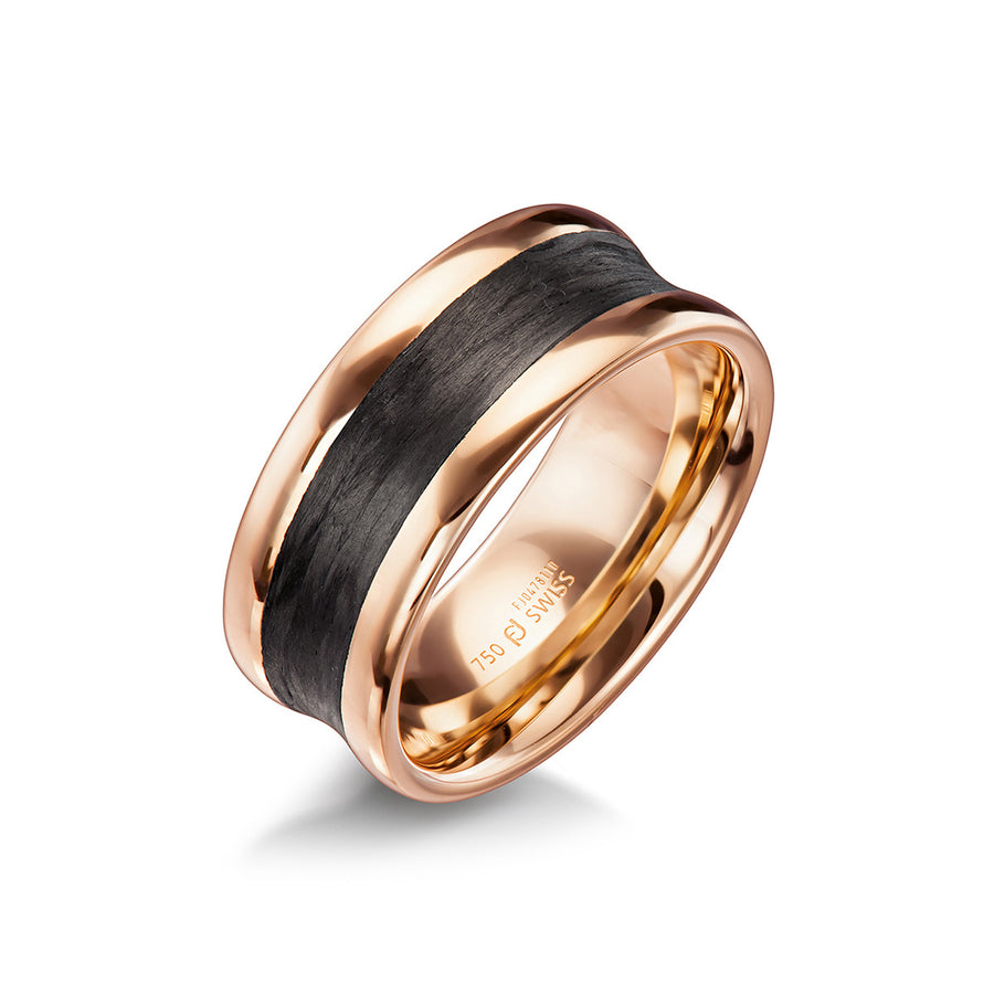 Carbon Fiber and Gold Concave Wedding Band
