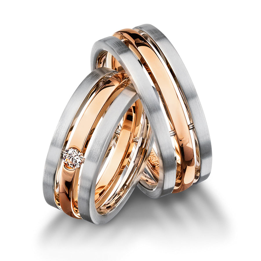 Two Tone Gold Center Row Wedding Band