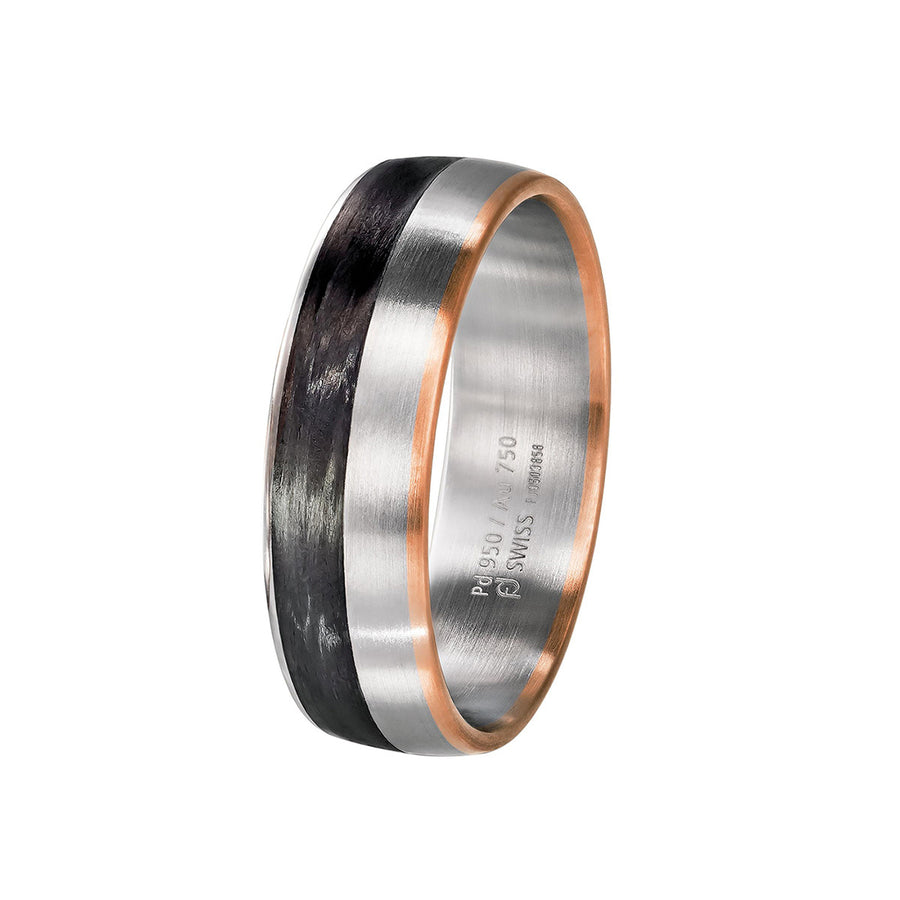 Two Tone Gold and Carbon Fiber Wedding Band