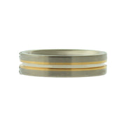 Two Tone Gold Flat Top Groove Wedding Band