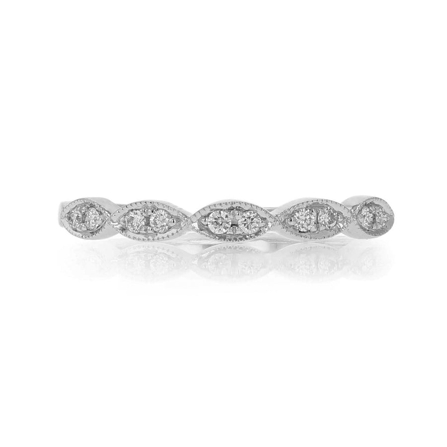 14K White Gold Double Set Diamond Wedding Band