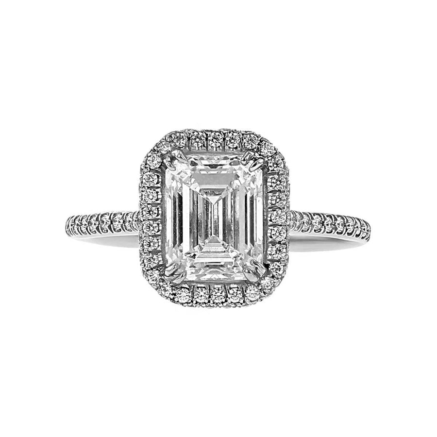 Platinum Emerald-Cut Diamond Arabesque Ring