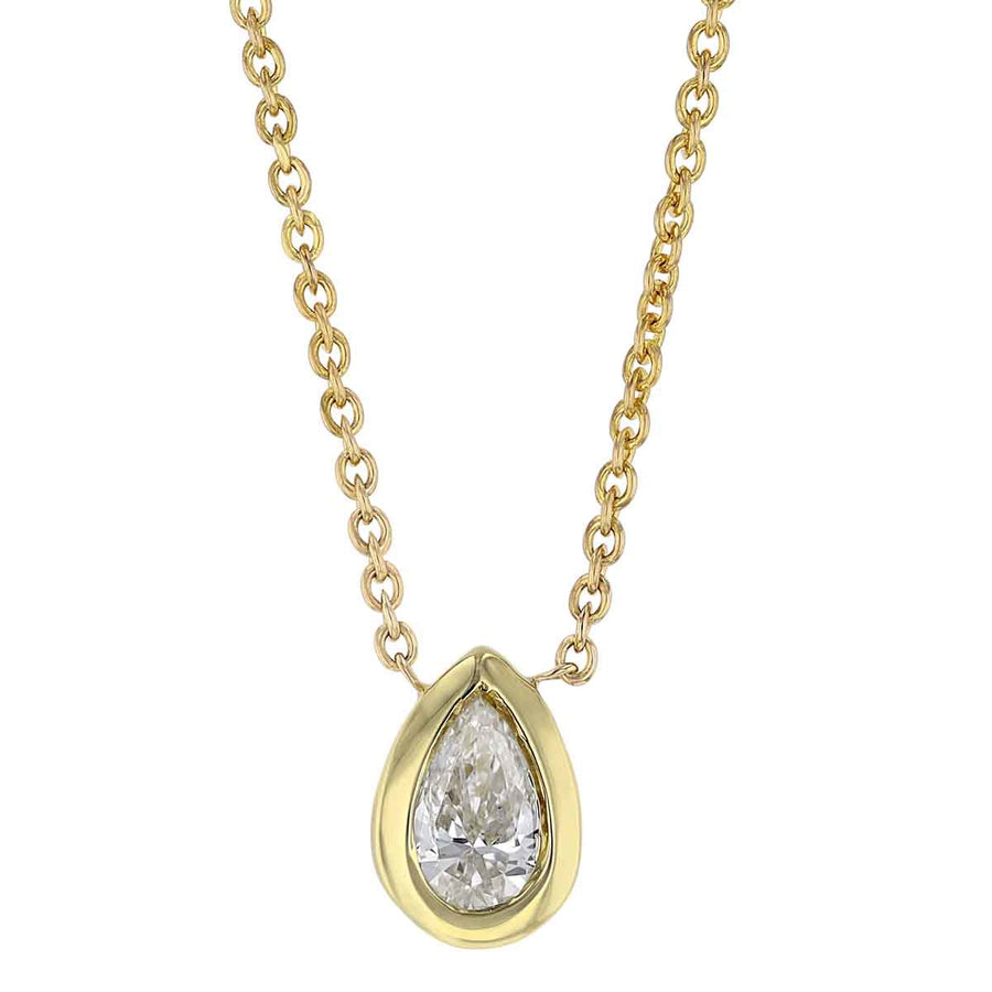 Solitaire Diamond Pear Pendant Necklace