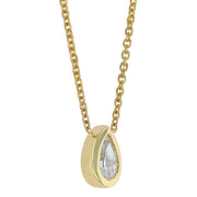 Solitaire Diamond Pear Pendant Necklace