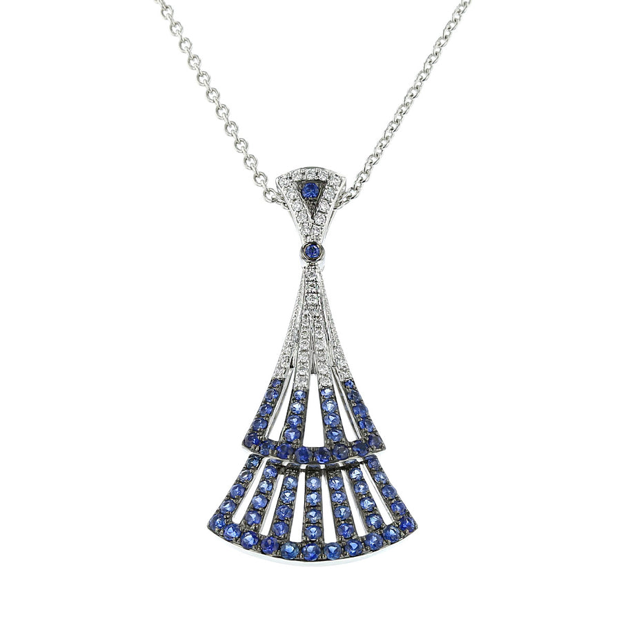 14K White Gold Sapphire and Diamond Necklace