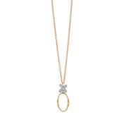 18K Yellow and White Gold Pendant with Diamond Flowers