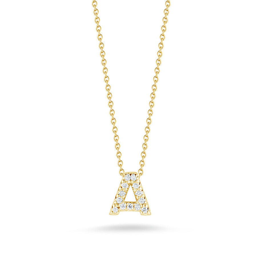 Love Letter Diamond Initial A Necklace in Yellow Gold