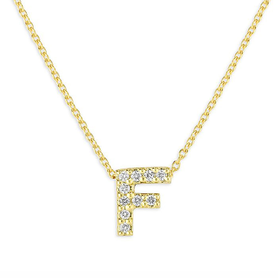 Love Letter Diamond Initial F Necklace in Yellow Gold