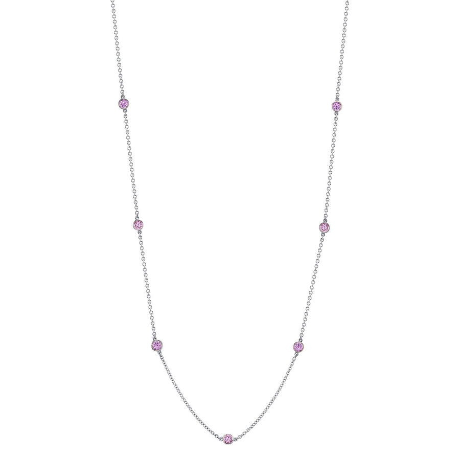 Pink Sapphire By The Yard Style Chain Necklace