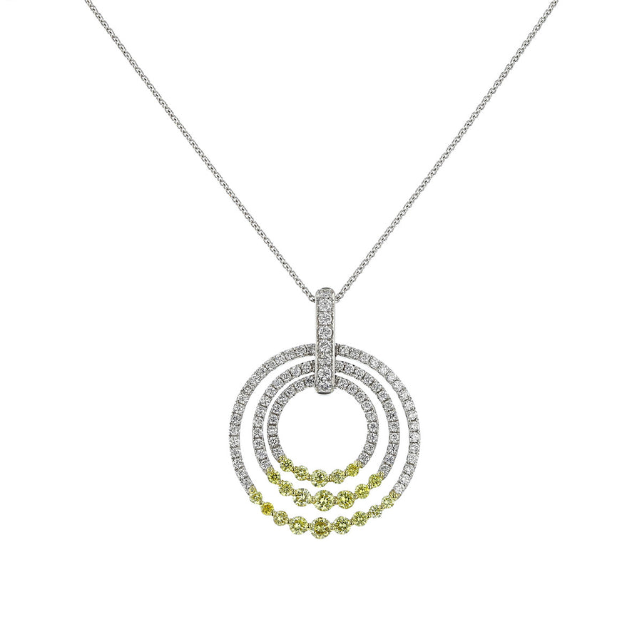 Diamond Sunset Circle Pendant Necklace