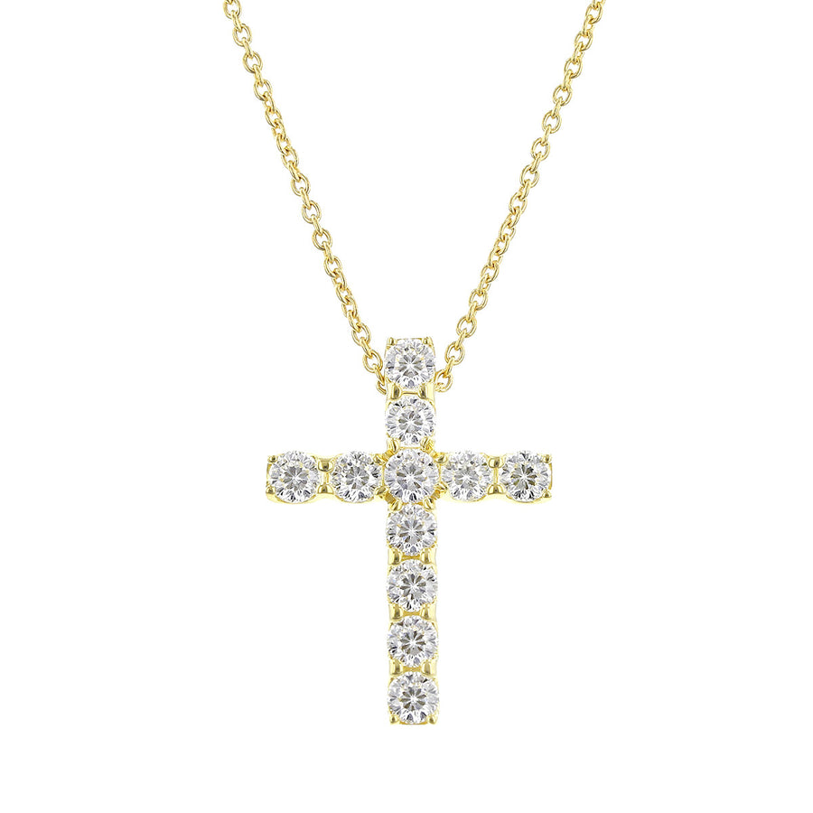 Cento Yellow Gold Diamond Cross Pendant Necklace