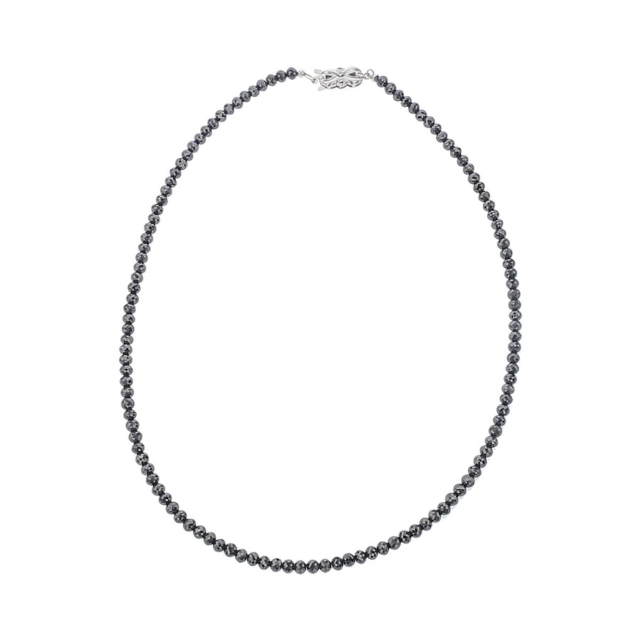 17-Inch Faceted Black Diamond Beaded Necklace