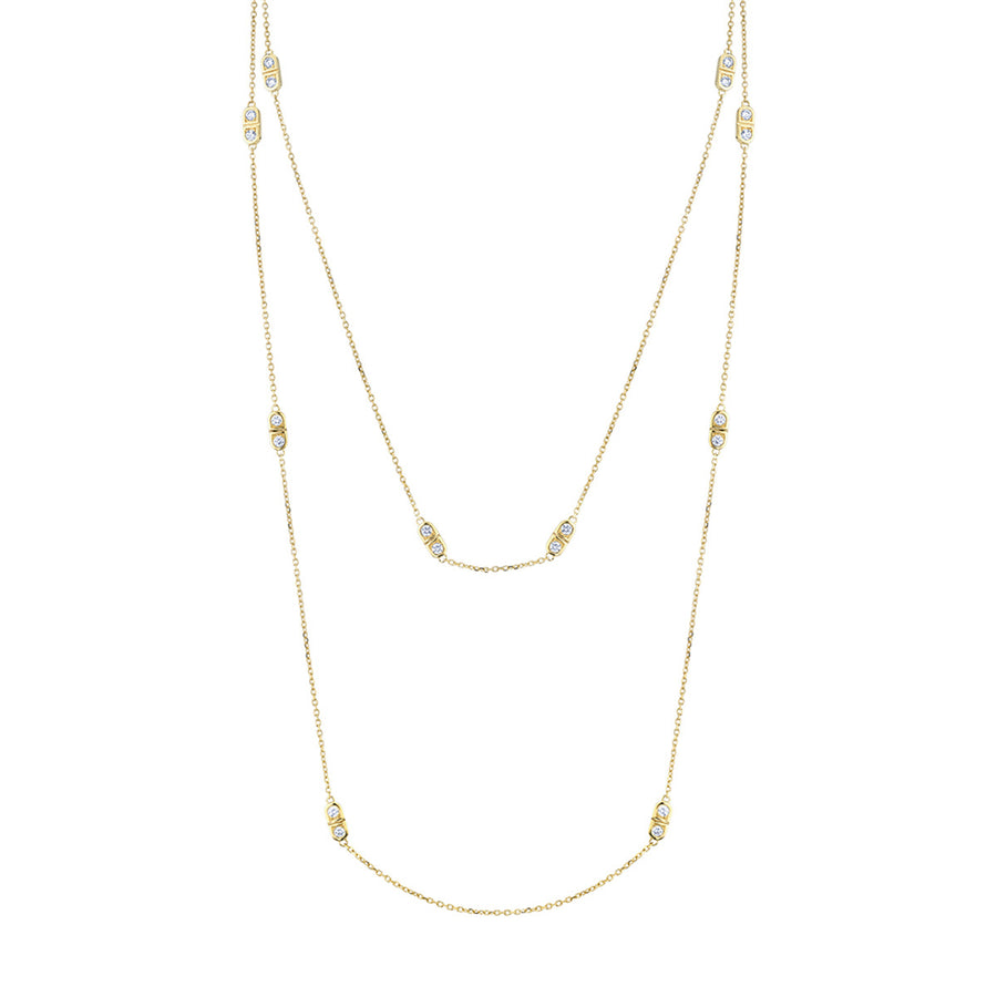 Scallop Silhouette Diamond Station Necklace