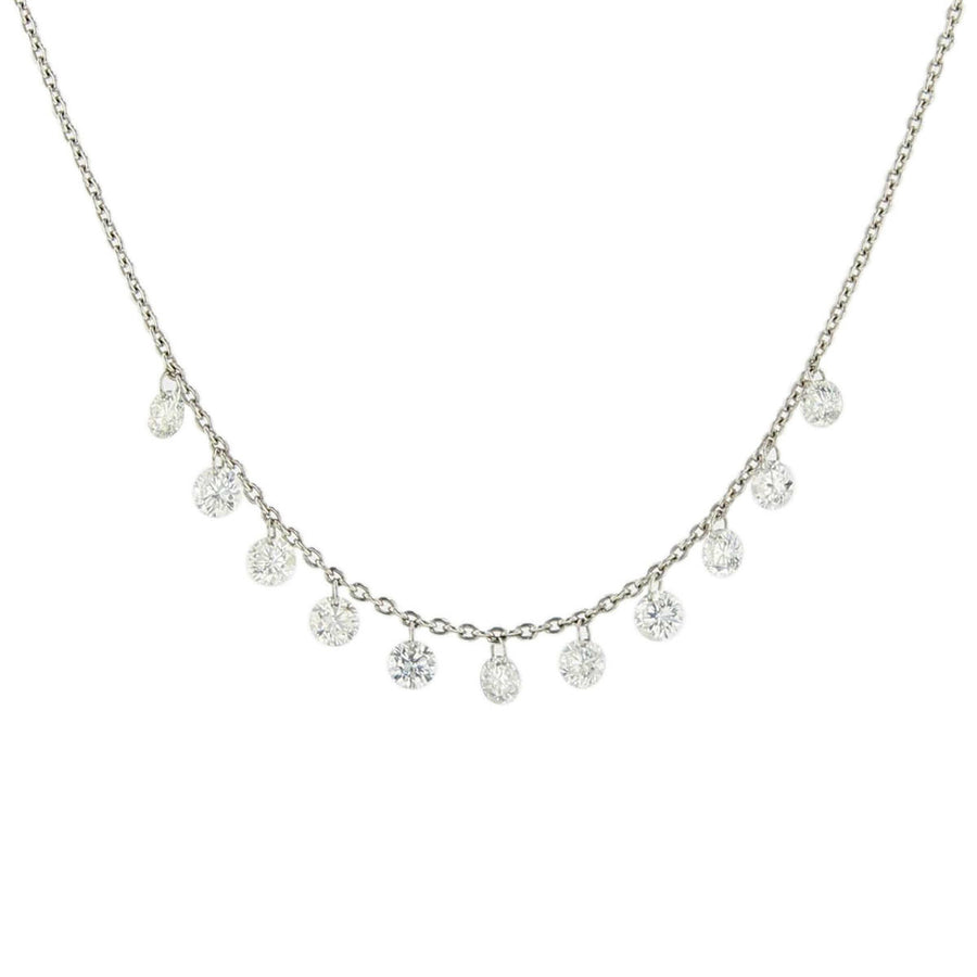 18K White Gold Floating Diamond Necklace