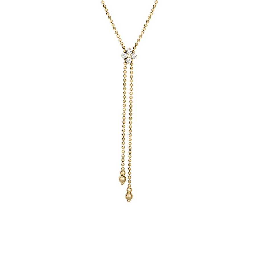 18K Yellow Gold Diamond Flower Lariat Necklace | Sylvan\'s Jewelers