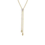 18K Yellow Gold Diamond Flower Lariat Necklace