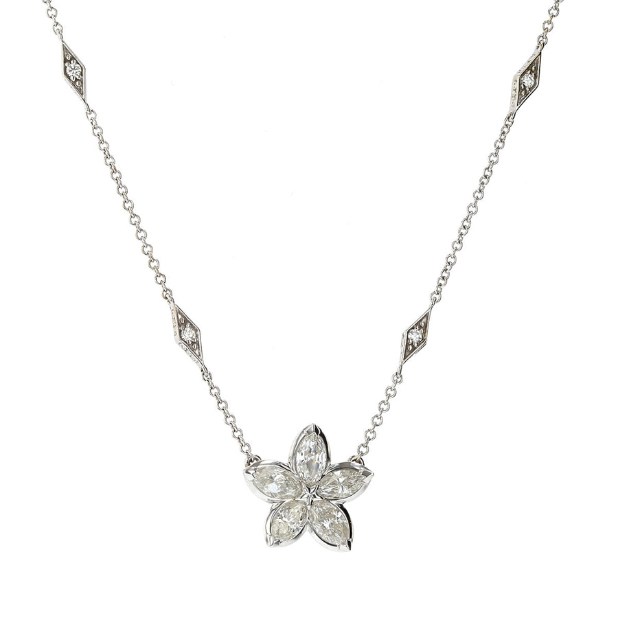 Marquise Diamond Star Pendant Necklace