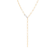 18K Yellow Gold Twisted Coil Link Lariat With Diamond Clasp