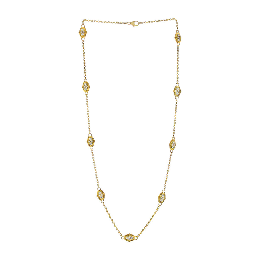 18K Yellow Gold 9-Station Diamond Secret Garden Necklace