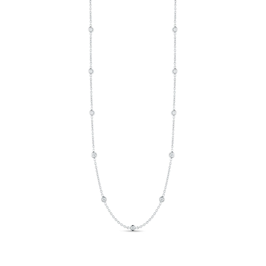 18K Gold Necklace with 15 Diamond Stations
