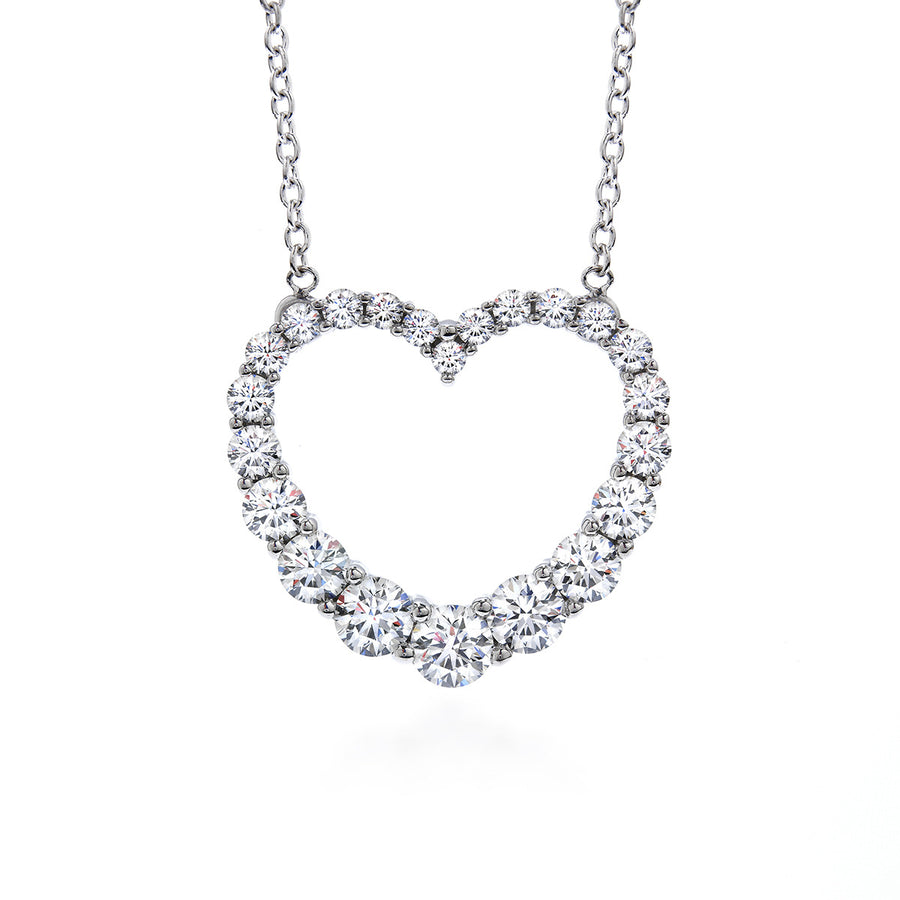 Whimsical Graduated Heart Diamond Pendant Necklace
