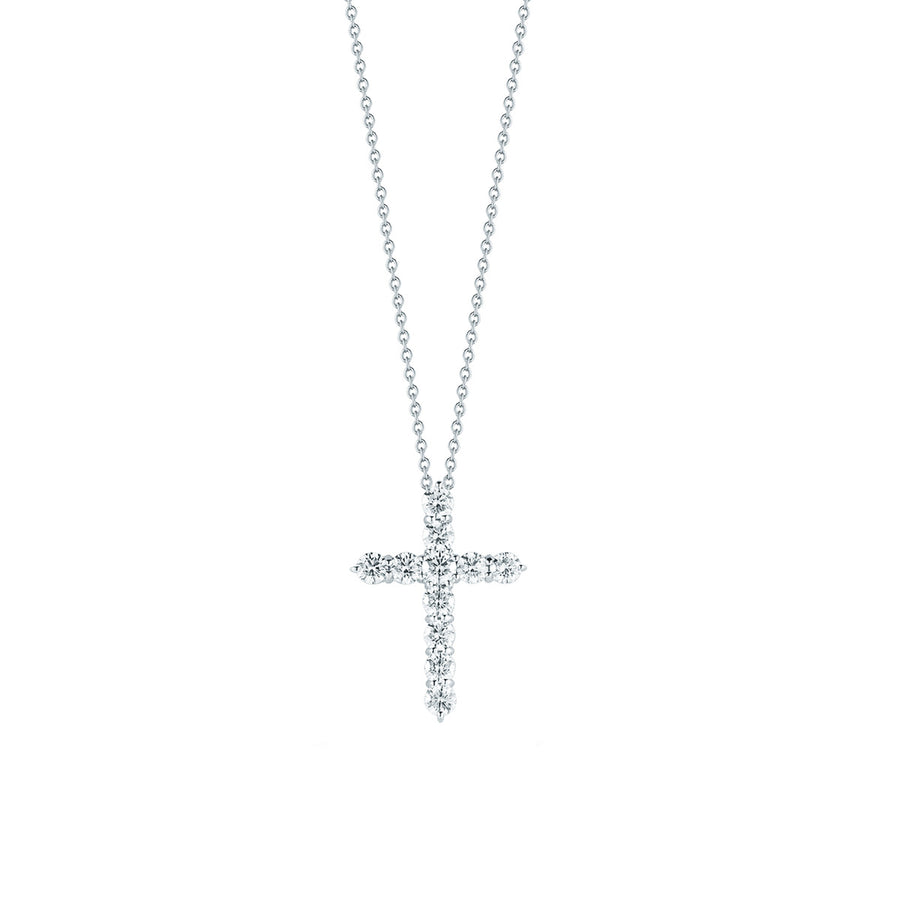 18K White Gold Tiny Treasures Large Diamond Cross Necklace