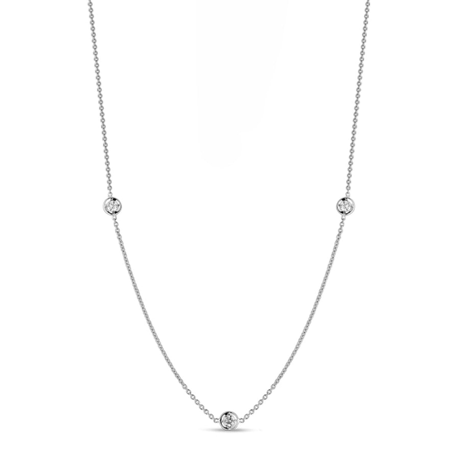 18k White Gold 3 Station Diamond Necklace