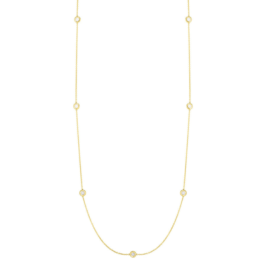 18K Gold Diamonds by the Inch 7 Station Necklace