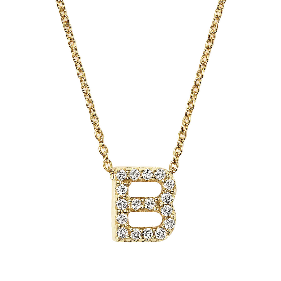 Love Letter Diamond Initial B Necklace in Yellow Gold