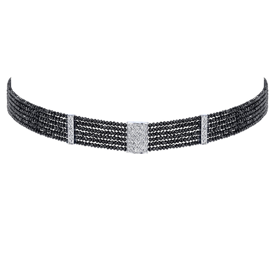 Black Diamond Bead and White Diamond Choker