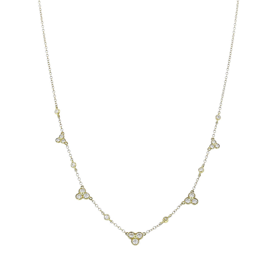 18K Yellow Gold Diamond Lace Pendant Necklace