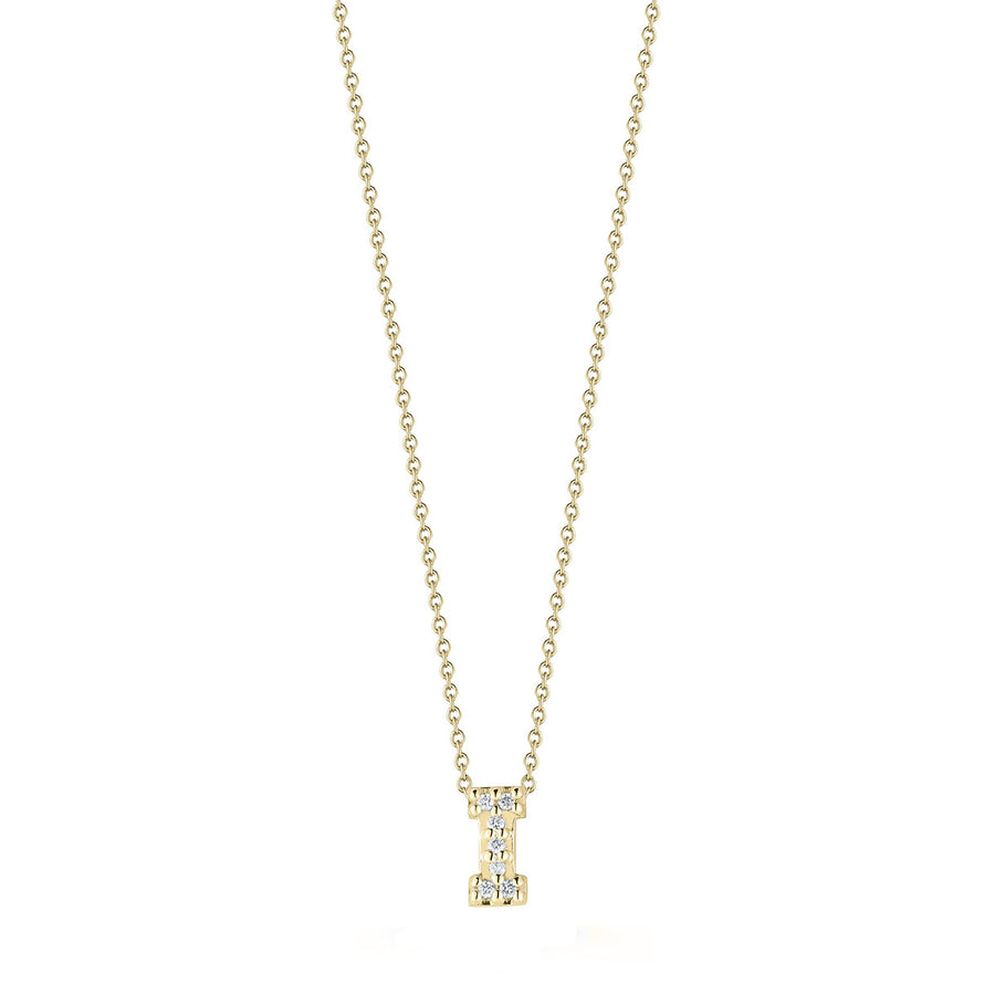 18K Yellow Gold Tiny Treasures Diamond Love Letter I Necklace