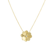 18K Yellow Gold and Diamond Small Flower Pendant