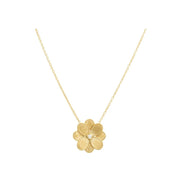 18K Yellow Gold and Diamond Small Flower Pendant