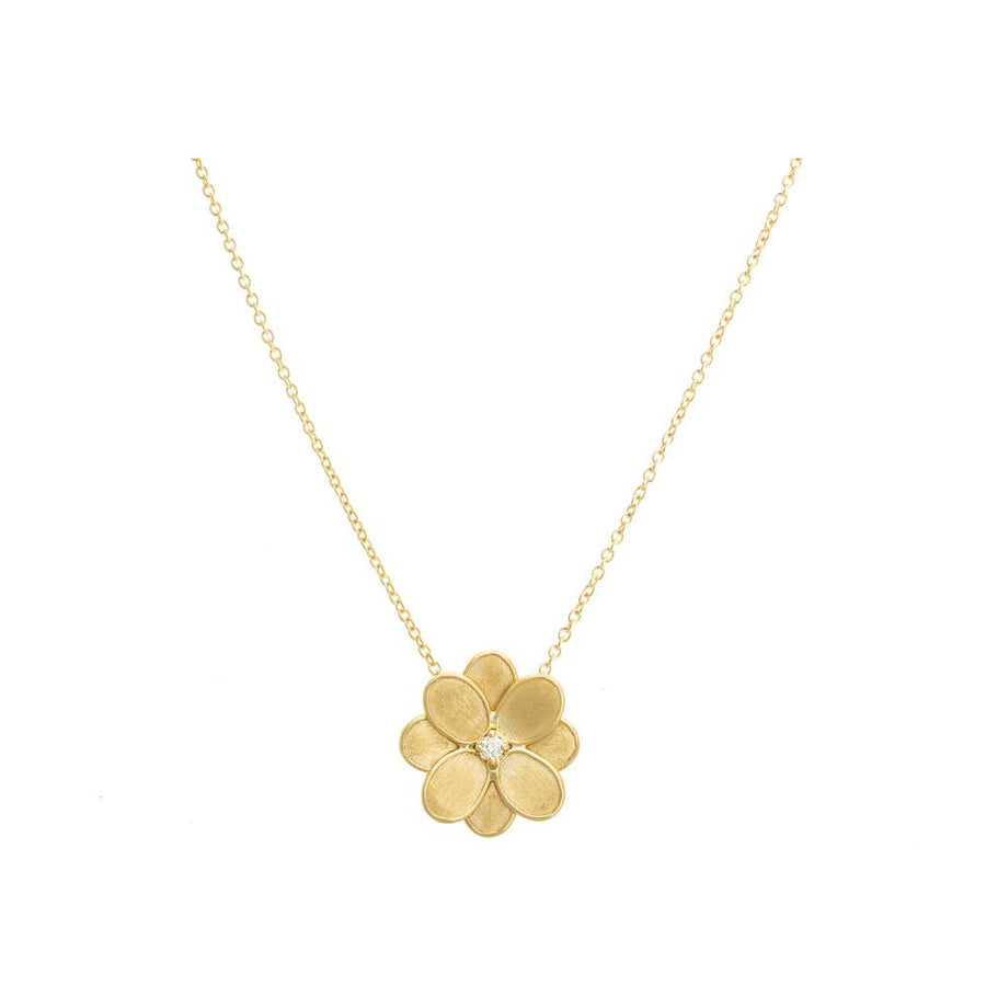 18K Yellow Gold and Diamond Small Flower Pendant