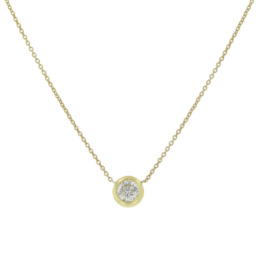 18K Bezel Set Diamonds Solitaire Necklace