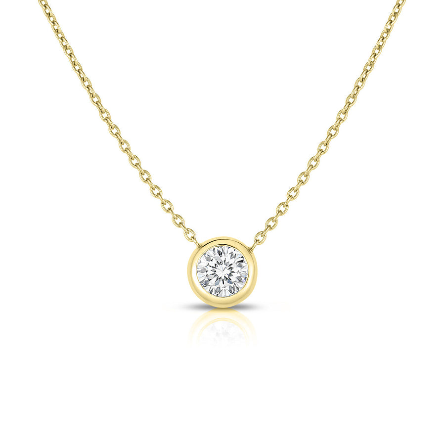 18K Yellow Gold Solitaire Necklace